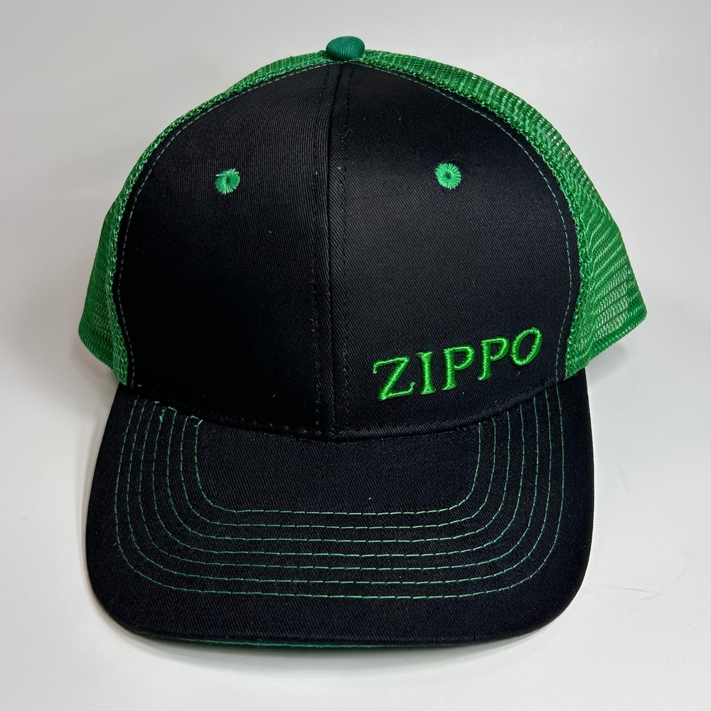 Zippo Mens Black Green 3D Embroidered Trucker Hat Snapback Mesh Cap H025‎ NEW